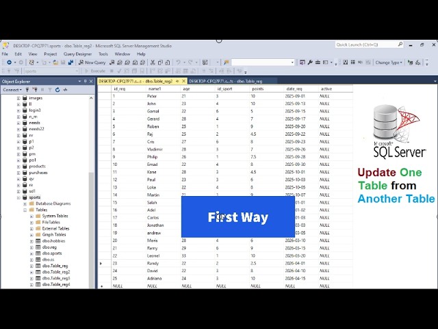 Two ways to Update One Table from Another Table in SQL Server Step by Step