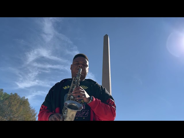 Middle Eastern Saxophone In Front Of An Obelisk.