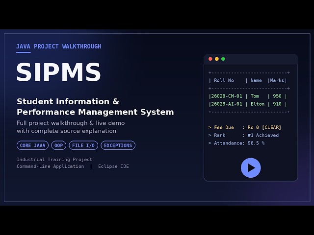 SIPMS – Student Information & Performance Management System | Java CLI Project Explained