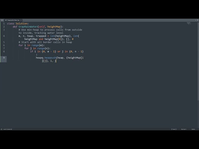 Leetcode 407. Trapping Rain Water II in Python | Python Leetcode | Python Coding Tutorial | ASMR