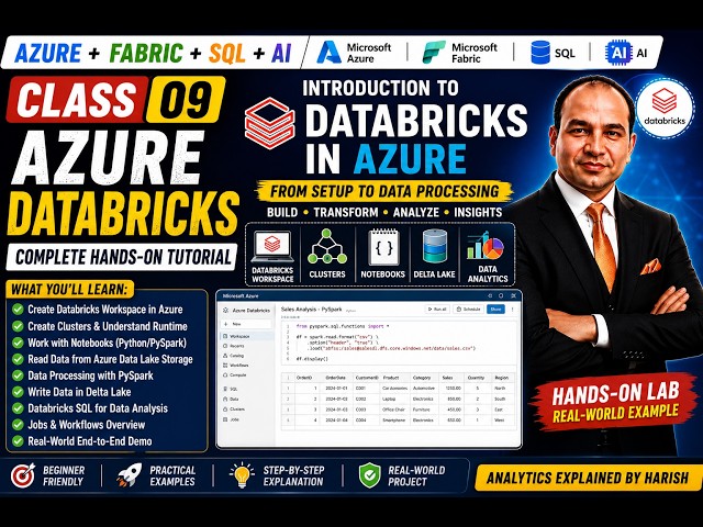 Azure Databricks Tutorial for Beginners | Workspace, Clusters & Notebooks | Class 09