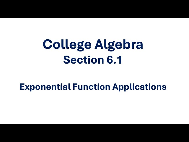 6.1.2 Exponential Function Applications