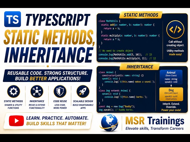 Typescript Static methods, Inheritance Part - 1 Session 11 - 🚀 Master Playwright with Typescript