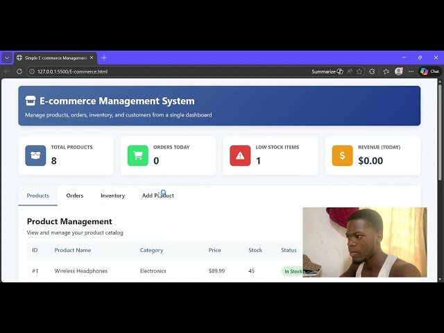 Build a Simple E-Commerce Management System (HTML, CSS & JavaScript)