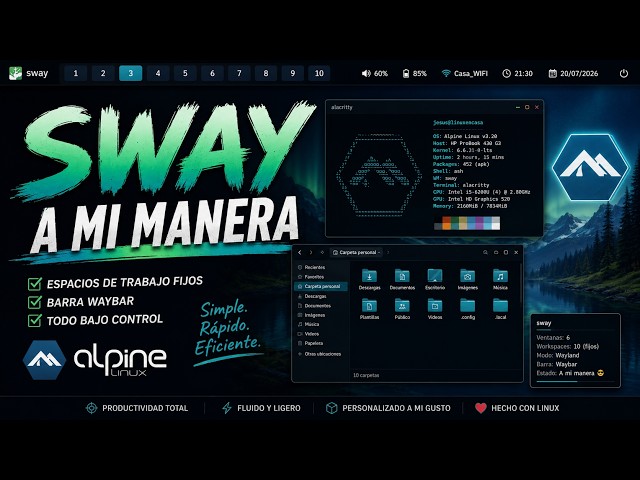 Finalmente configuré Sway Wayland Compositor a mi manera!