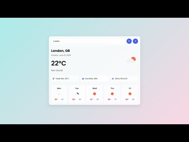 🚀 Build a Real-Time Weather App with JavaScript | OpenWeatherMap API + 5-Day Forecast