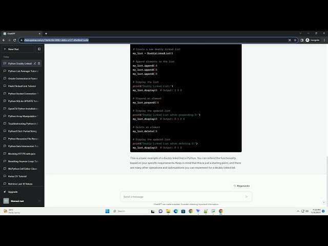 Python doubly linked list