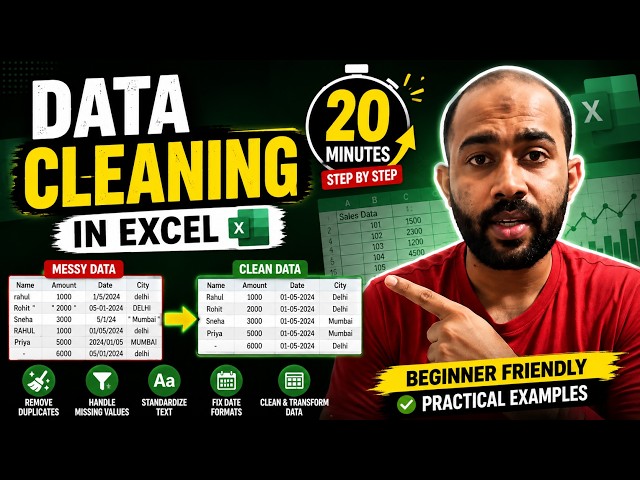 Learn Data Cleaning in Excel in Just 20 Minutes! | Beginner Tutorial
