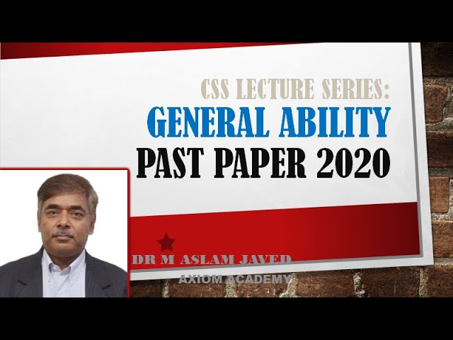 CSS | GSA Past Paper 2020 | Ability Part | Complete