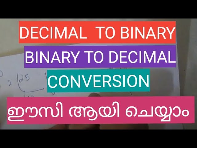Decimal to Binary and Binary to Decimal Conversion in Malayalam