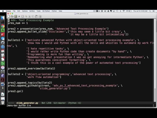 Advanced Python 2:  Advanced Text Processing