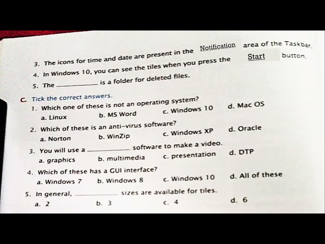 Computer | STD-5 | Ch-2 | Exercise