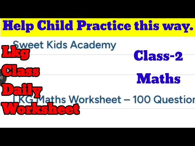 LKG Maths Worksheet | 100 Maths Questions | Maths Practice for Kids | No Answers