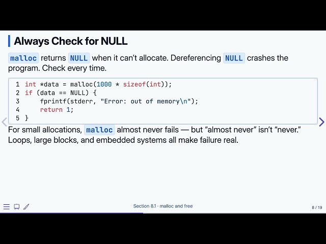 8.1 malloc and free — Programming Fluency in C