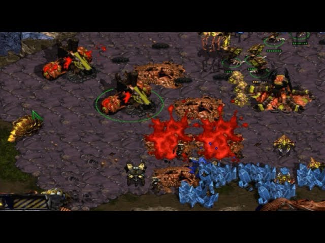 StarCraft Brood War Gameplay - Hunters KeSPA - Zerg vs 7 Protoss computers (스타 1:7 저그 대 토스 /  9시)
