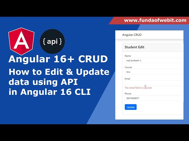 Angular CRUD - 3: Edit and update data using api in Angluar CLI | Update data with api in angular