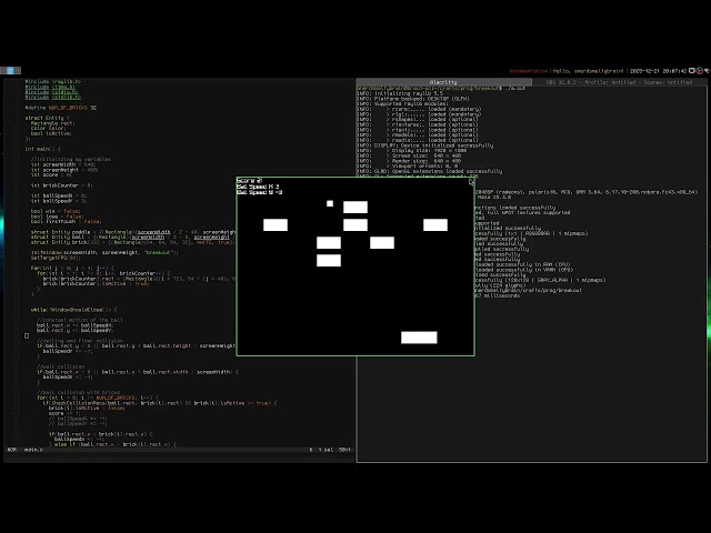 [ Coding ] [ #7 ] Breakout clone in Raylib and C