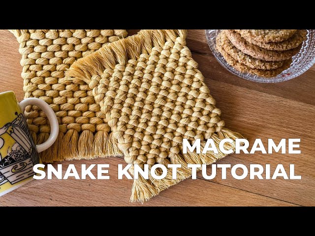 Macrame knot tutorial for boho rug coaster