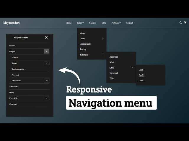 Professional Responsive Navbar | HTML CSS JavaScript Tutorial | Mayancoders