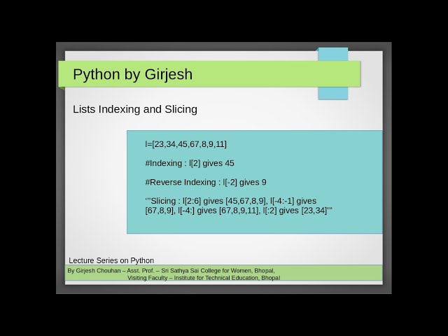 List indexing and slicing in Python