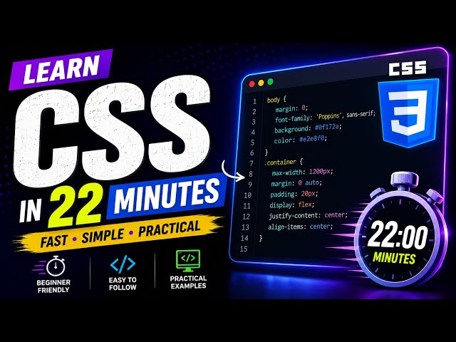 Learn CSS in this 22-minute beginner tutorial.#CSS #WebDevelopment #Frontend #Coding #WebDesign