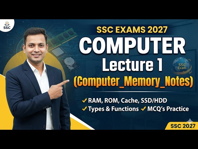 SSC 2027 Computer Lecture 1 Computer Memory Notes  #CUET #SSC #Banking #UPSC #ComputerScience