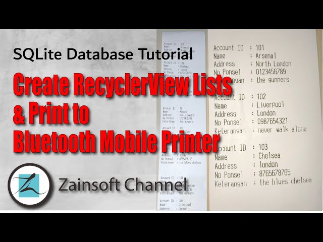 #4. SQLite DB Tutorials - Create RecyclerView Lists and Print to Bluetooth Mobile Printer
