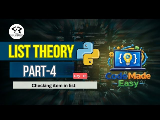 Day 16 Python Tutorial in Hindi | List Part-4 | Checking item in List| Beginners