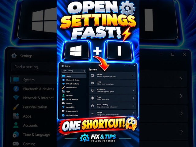 How to Open Settings Instantly on Windows 11 ⚙️ #shorts