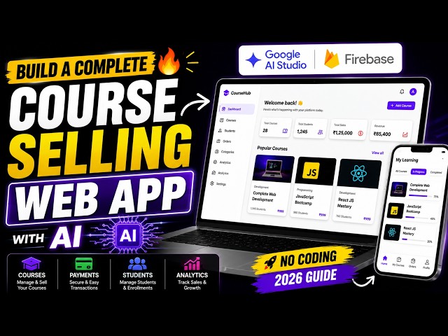 Build a Complete Course Selling Web App with AI | Google AI Studio + Firebase