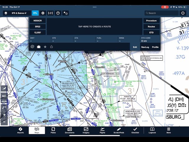 IFR Flight Planning Tutorial Using ForeFlight: From KTIX to KSPG in a Cirrus SR22