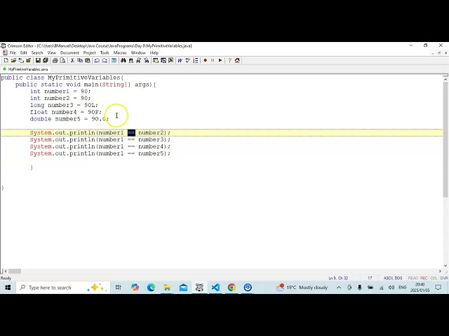 Java Programming: 21 #Comparing primitive variables values with each other
