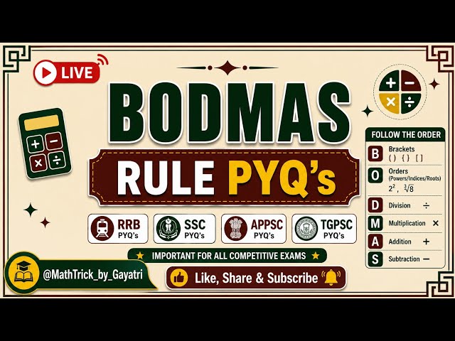 Quickmaths|PUREMATHS|BODMASpyqs|SSC2026| 30MathsQuestions|PYQ+Tricks|RRB|APPSC @MathTrick_by_Gayatri