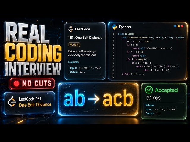 No Cuts: LeetCode 161 One Edit Distance Mock Coding Interview in Python