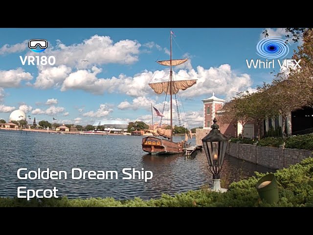 Golden Dream on World Showcase Lagoon | Beautiful Afternoon | Epcot | VR180 3D 8K
