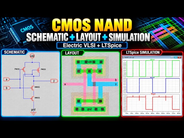 Build a CMOS NAND Gate in Electric VLSI (Schematic + Layout)