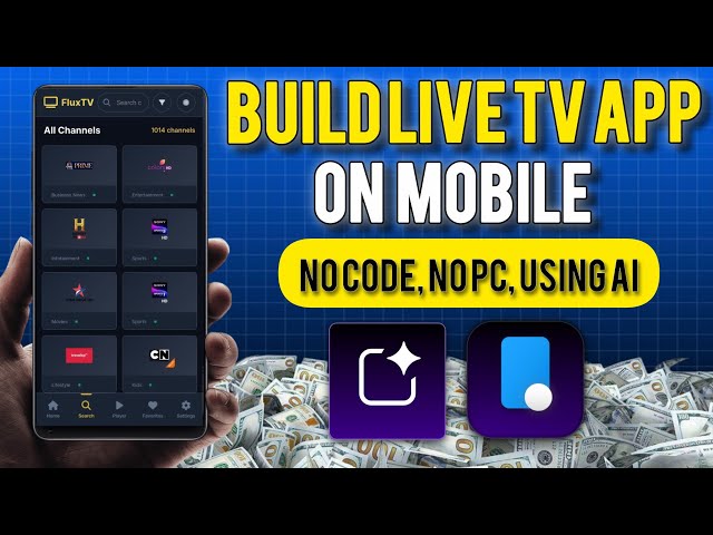 Live TV App on Mobile — No Code + AI | Step-by-Step Hindi Tutorial (Hindi 2025)