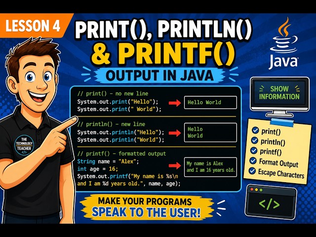 AP Computer Science A Lesson 4 | print(), println(), & printf() in Java