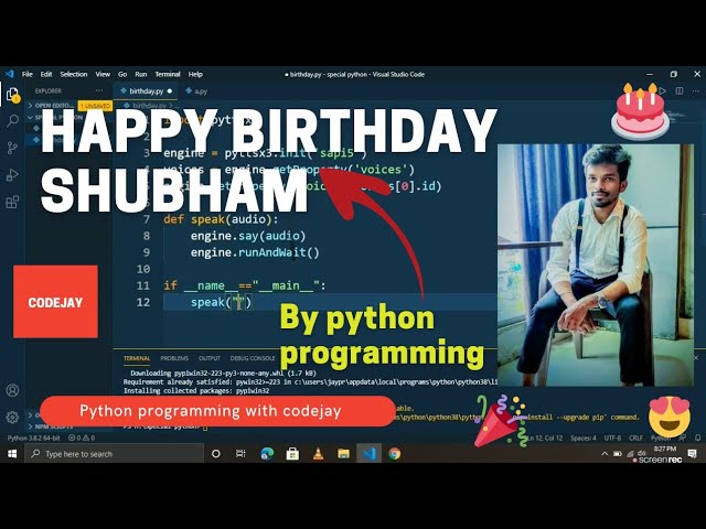 Happy Birthday Shubham Chaudhari By Python Programming