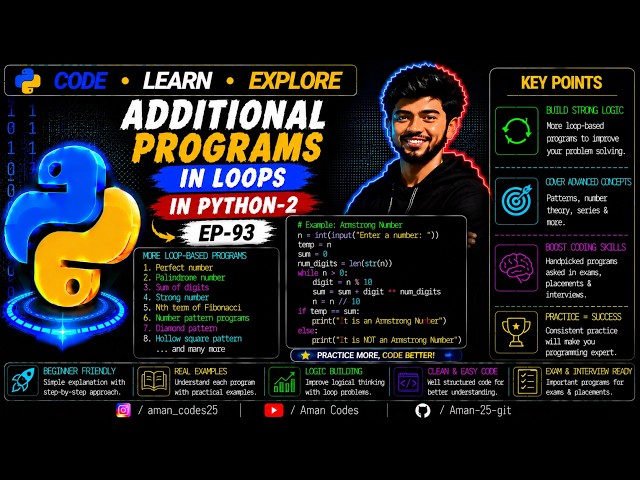 Additional Programs in loops in Python-2 | EP-93