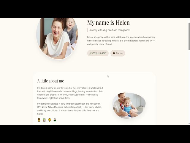 Nanny Website Template — HTML + CSS + JS | Full Preview ($20)