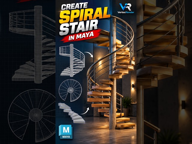 Create a Spiral Stair in Maya — Easy & Quick Method! #3dartist #3dmodeling #maya #3dtips #mayatips