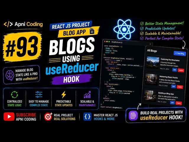 #93 Blogs Using Usereducer | useReducer Hook | Hooks in React | React JS Tutorial in Hindi~React JS