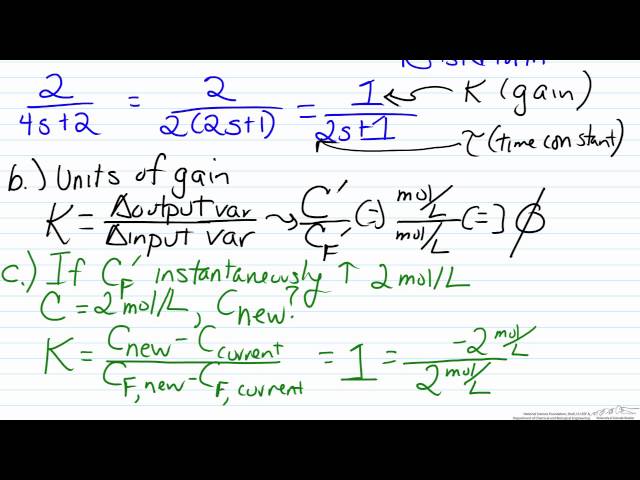 Finding Gain and Time Constant from a Transfer Function Model