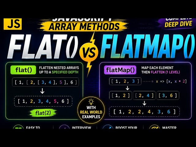 JavaScript flat() vs flatMap() Explained in Depth | Array Methods | Complete Guide with Examples