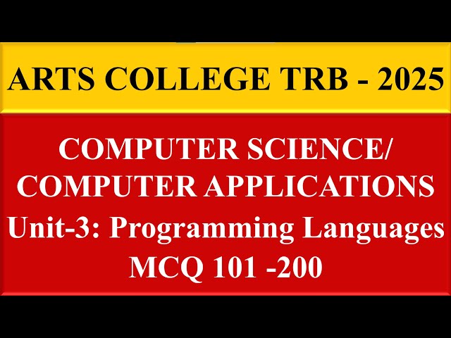 Arts College TRB Exam | Computer Science | Unit-3 Programming Language MCQ 1101-200 |Madhu Multi Max
