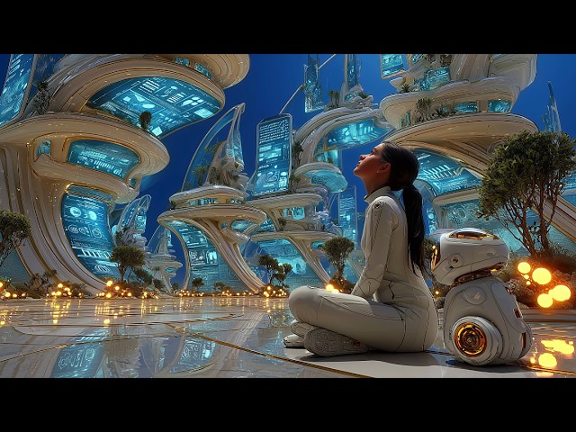 4K Futuristic Floating City | 1 Hour Sci-Fi Ambient Music (Study / Relax / Meditation)