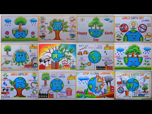 Environment day poster drawings | Earth day poster making| Save trees save Earth drawings