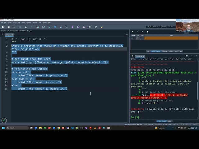 Python - Unit 3 Part 1 Exercises - decisions/selection - if elif else - Fall 2026