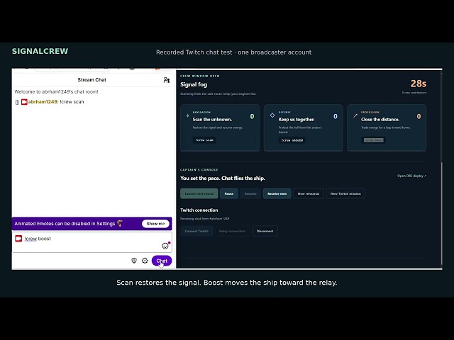SignalCrew | Twitch Chat Rescue Game — Built with Codex